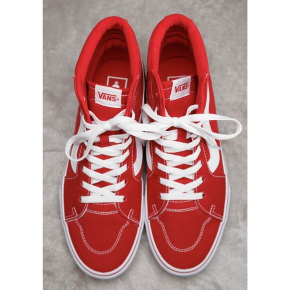 Vans Sk8 Hi Red White Platform Sneakers Skate Womens Size 10 Mens 8.5 NEW - Picture 14 of 16